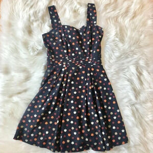 Nine Bird Fit & Flare Navy Print Dress S